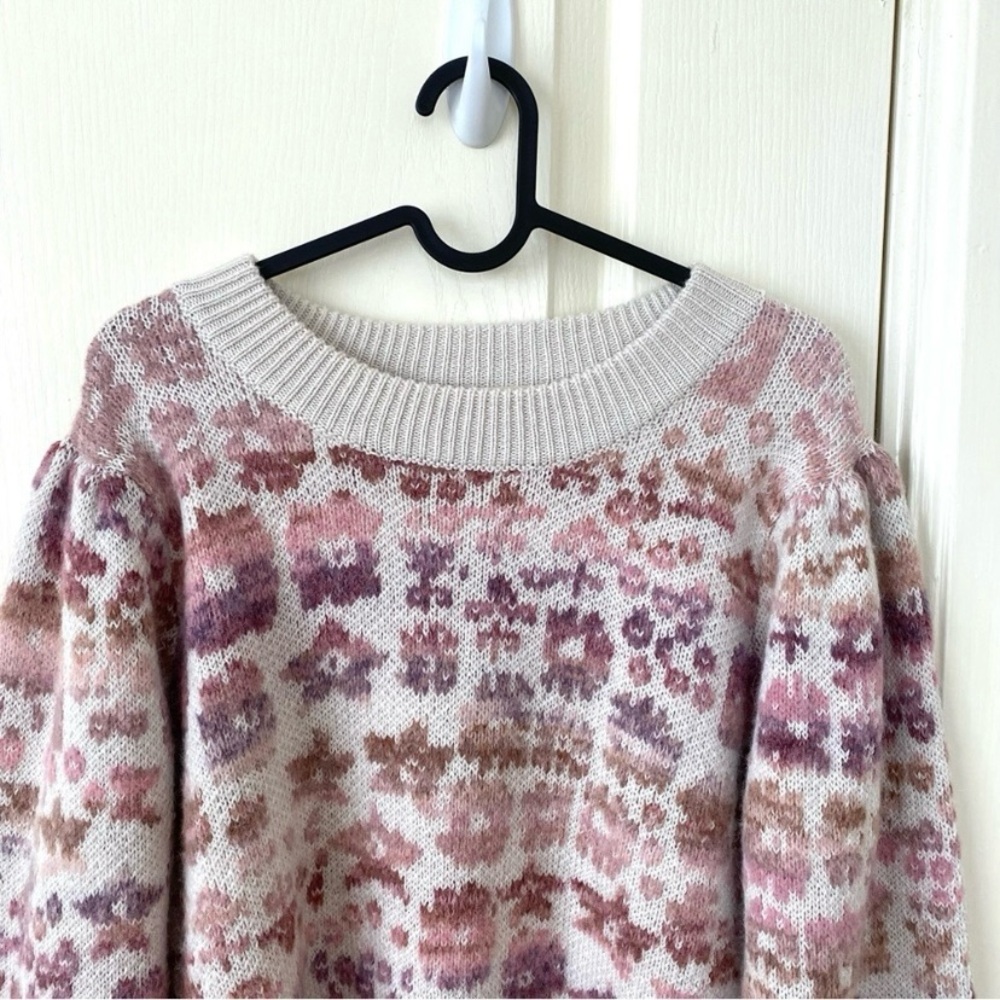 $395 LoveShackFancy Kirsten Wool/Alpaca Printed Pullover Ribbed Sweater size M - Picture 5 of 14
